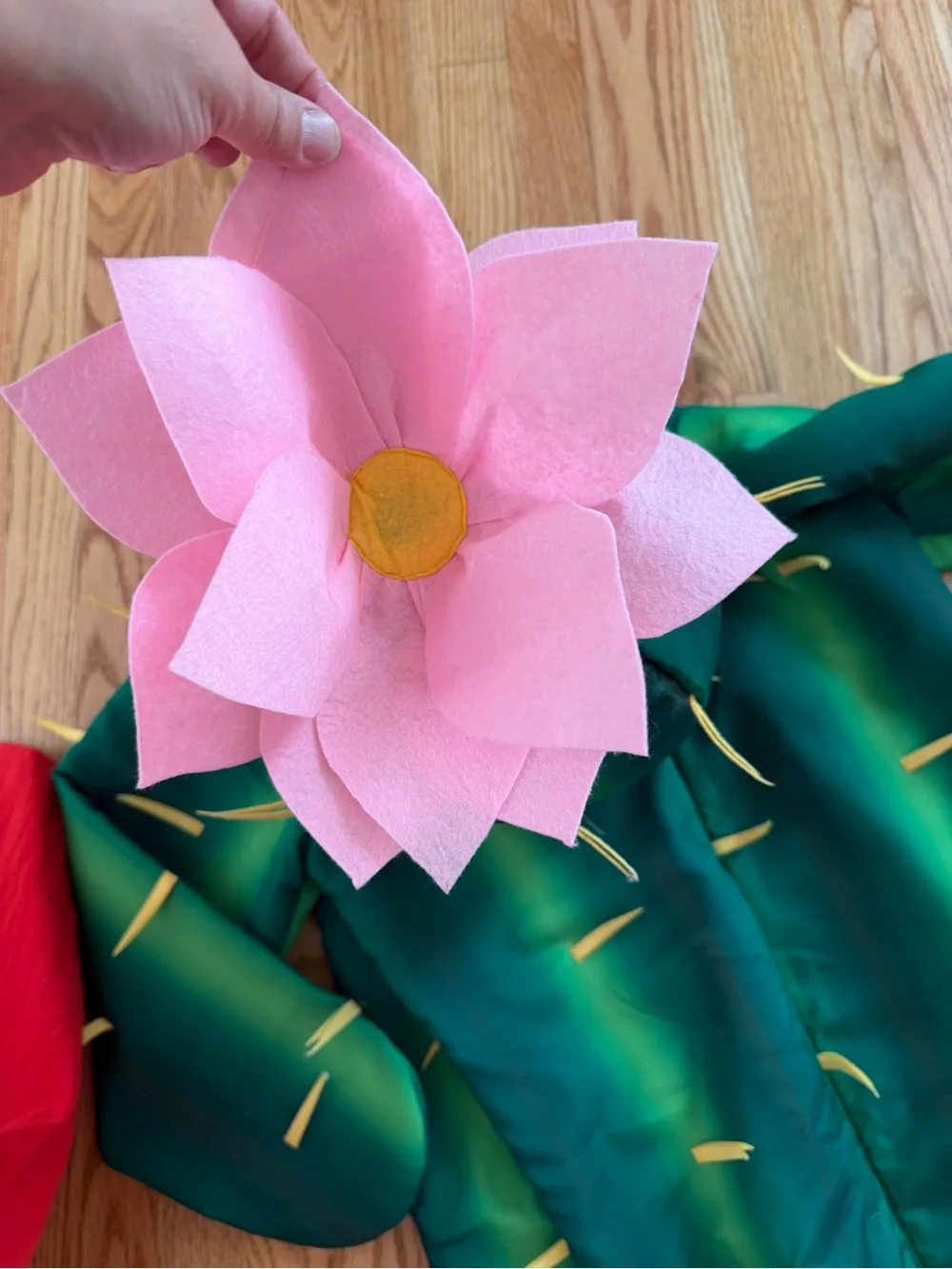 Kids Green Cactus Costume with Pink Flower